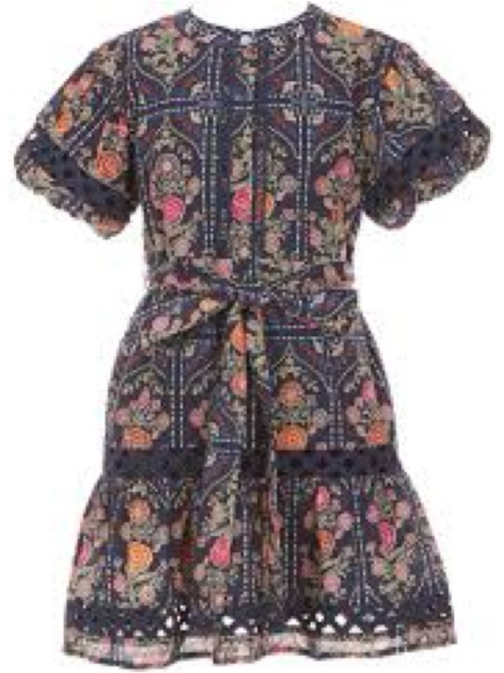 Girls Torian Tie Navy Floral Belted Dress